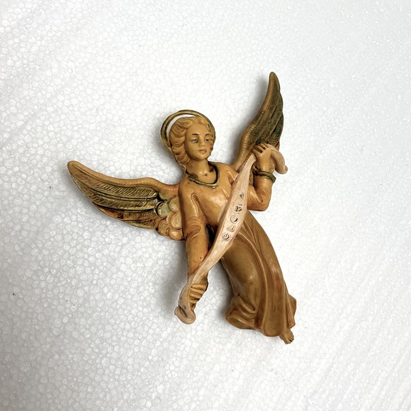Vintage Other - Vintage ⚜️💛⚜️ Resin Angel Gloria Banner Nativity Figure 5"  Italy # 609